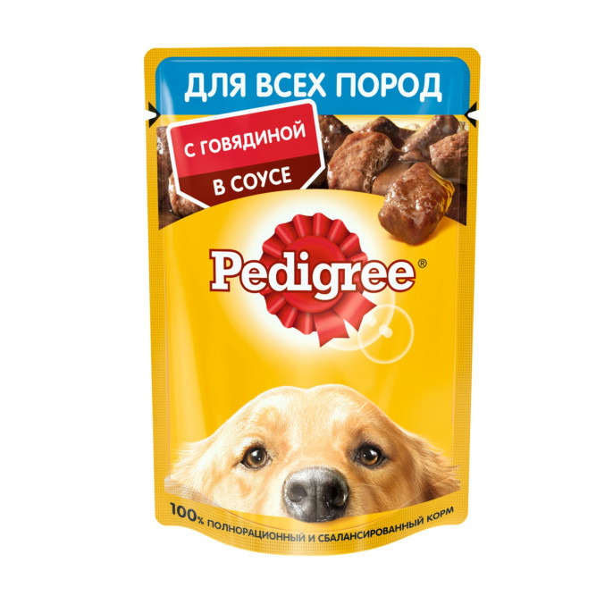 Pedigree влажный корм для взрослых собак с говядиной, в паучах - 85 г х 28 шт