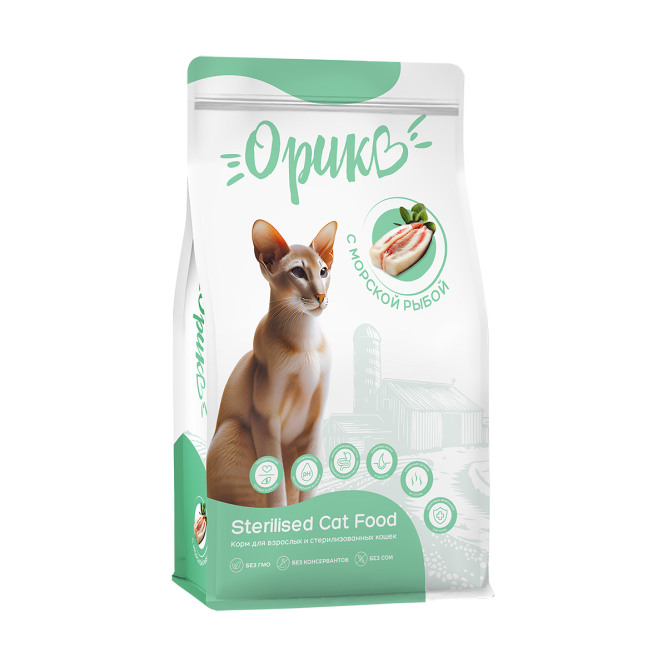 Орико сухой корм для взрослых стерилизованных кошек с морской рыбой - 1,5 кг