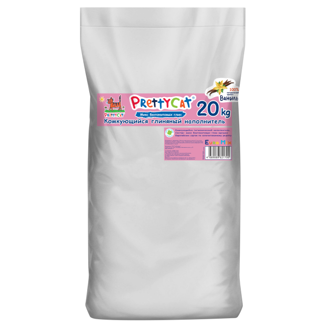 PrettyCat Euro Mix наполнитель бентонитовый комкующийся для кошачьего туалета, с ароматом ванили - 20 кг