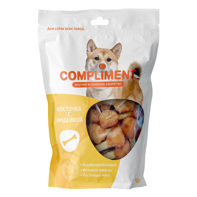 Compliment лакомство для собак всех пород Косточки с индейкой - 50 г