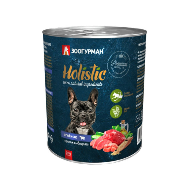 Зоогурман Holistic влажный корм для взрослых собак всех пород, с ягненком, рисом и овощами, в консервах - 350 г x 6 шт