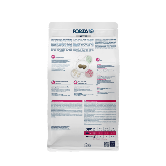 Forza10 Active Intestinal сухой корм для взрослых кошек при проблемах пищеварения с рыбой - 1,5 кг