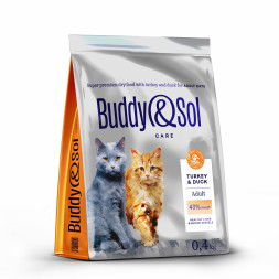 Buddy&Sol Care Adult сухой корм для взрослых кошек с индейкой и уткой - 400 г
