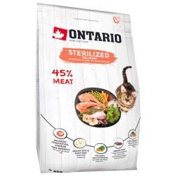 Ontario Cat Sterilised Salmon сухой корм для взрослых стерилизованных кошек и кастрированных котов, с лососем - 2 кг