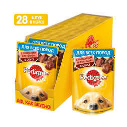 Pedigree влажный корм для взрослых собак с говядиной и ягненком, в паучах - 85 г х 28 шт