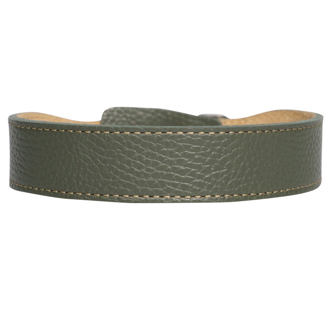 Mr.Kranch ошейник для собак из натуральной кожи с QR-адресником, 38-45 см, оливковый