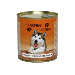 Собачье Счастье влажный корм для собак с птицей и потрошками в желе, в консервах - 750 г х 12 шт