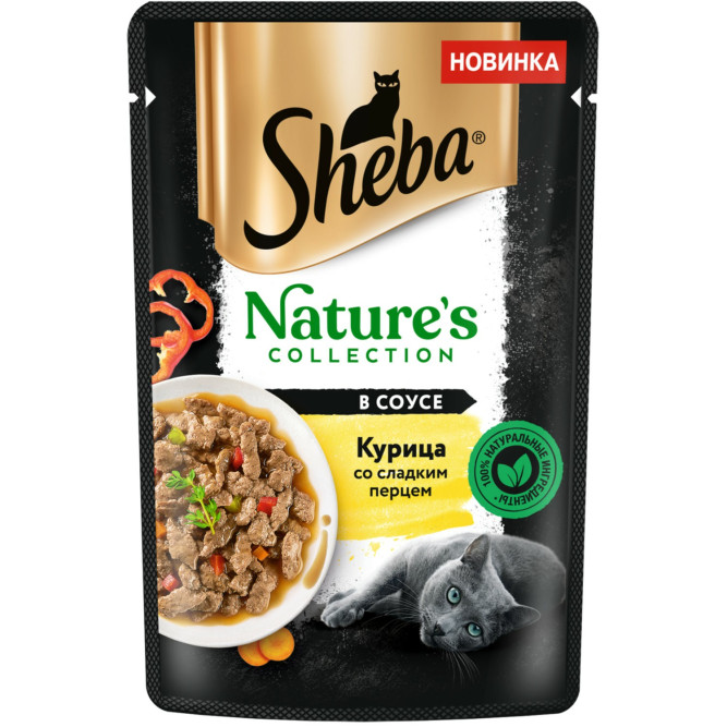 Sheba Nature's Collection влажный корм для кошек с курицей и паприкой, в паучах - 75 г х 28 шт