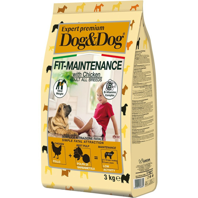 Dog&amp;Dog Expert Premium Fit-Maintenance сухой корм для взрослых собак, для контроля веса, с курицей - 3 кг