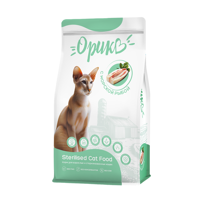 Орико сухой корм для взрослых стерилизованных кошек с морской рыбой - 10 кг
