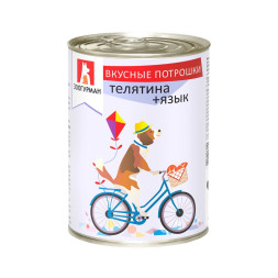 Зоогурман влажный корм для взрослых собак средних и крупных пород, с телятиной и языком, в консервах - 350 г x 6 шт