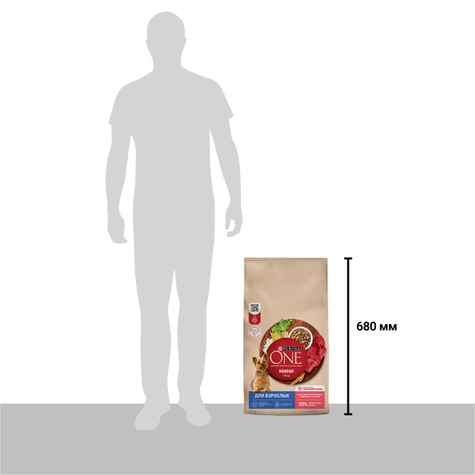 Purina One Мини сухой корм для взрослых собак мелких пород, с высоким содержанием говядины и рисом - 7 кг