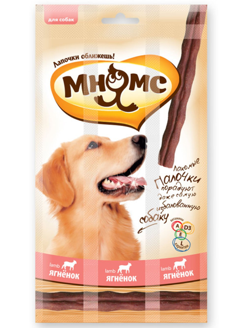 Мнямс лакомые палочки для собак с ягненком - 3х15 г