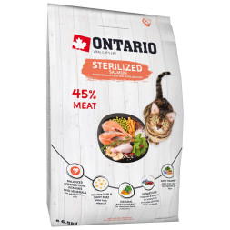 Ontario Cat Sterilised Salmon сухой корм для взрослых стерилизованных кошек и кастрированных котов, с лососем - 6,5 кг