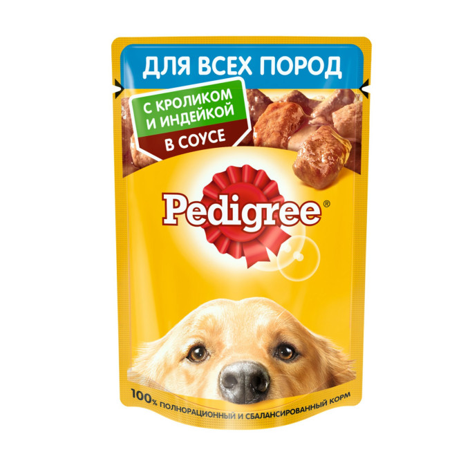 Pedigree влажный корм для взрослых собак с кроликом и индейкой, в паучах - 85 г х 28 шт
