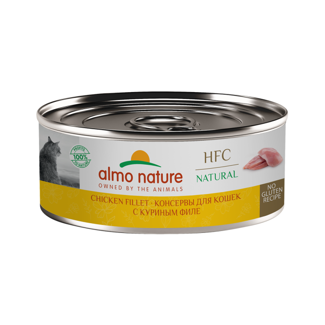 Almo Nature HFC Natural Chicken Fillet влажный корм для взрослых кошек и котят с 3-х месяцев, с куриным филе, в консервах - 100 г х 12 шт
