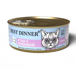 Best Dinner Exclusive консервы для кошек для профилактики МКБ с уткой и клюквой - 0,100 кг