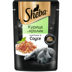 Sheba влажный корм для кошек ломтики с курицей и кроликом, в соусе, в паучах - 75 г х 28 шт