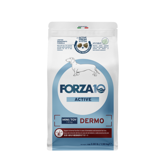 Forza10 Active Adult Dermo Mini/Toy сухой корм для взрослых собак мелких пород с патологиями кожного покрова - 1,5 кг