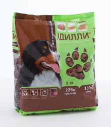 Дилли сухой корм для взрослых собак говяжий гуляш с овощами - 1 кг