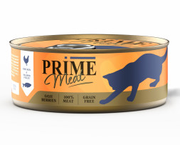 Prime Meat влажный корм для взрослых кошек филе курицы с лососем, в желе, в консервах - 100 г х 12 шт