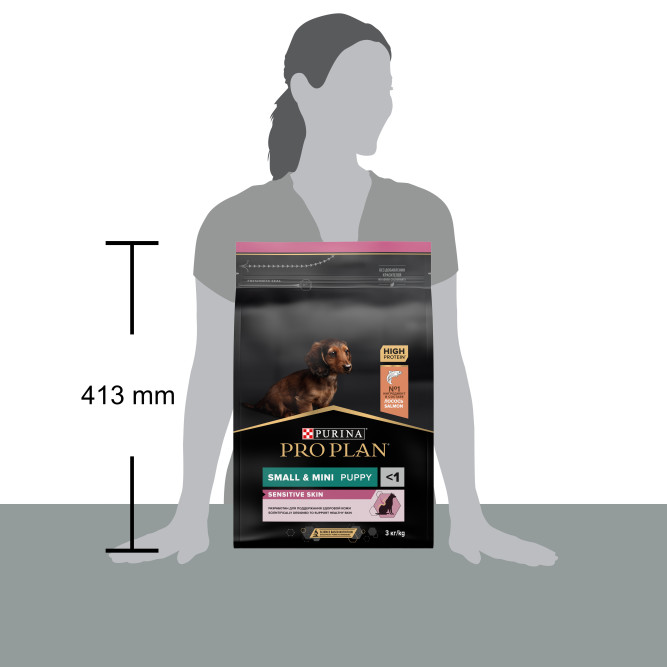 Purina Pro Plan Sensitive Skin сухой корм для щенков мелких и карликовых пород с чувствительной кожей с лососем и рисом - 3 кг
