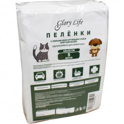 Glory Life пеленки одноразовые для собак и кошек c липким фиксирующим слоем, белые, 5 шт, 60x60 см