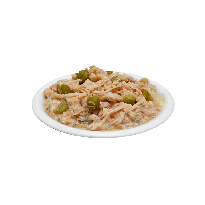 Almo Nature HFC Complete Chicken and Green Peas влажный корм для взрослых кошек и котят с 3-х месяцев, с курицей и зеленым горошком, в консервах - 100 г х 12 шт