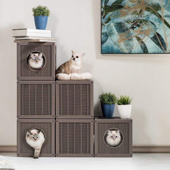 BAMA PET QUBLO домик для кошек, 35x35x35 см, бежевый