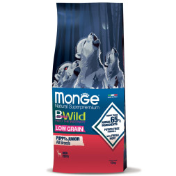 Monge Dog BWild Low Grain Puppy сухой низкозерновой корм для щенков всех пород с мясом оленя 12 кг