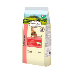 Chat&Chat Adult Gourmand Beef сухой корм для взрослых кошек с говядиной - 14 кг