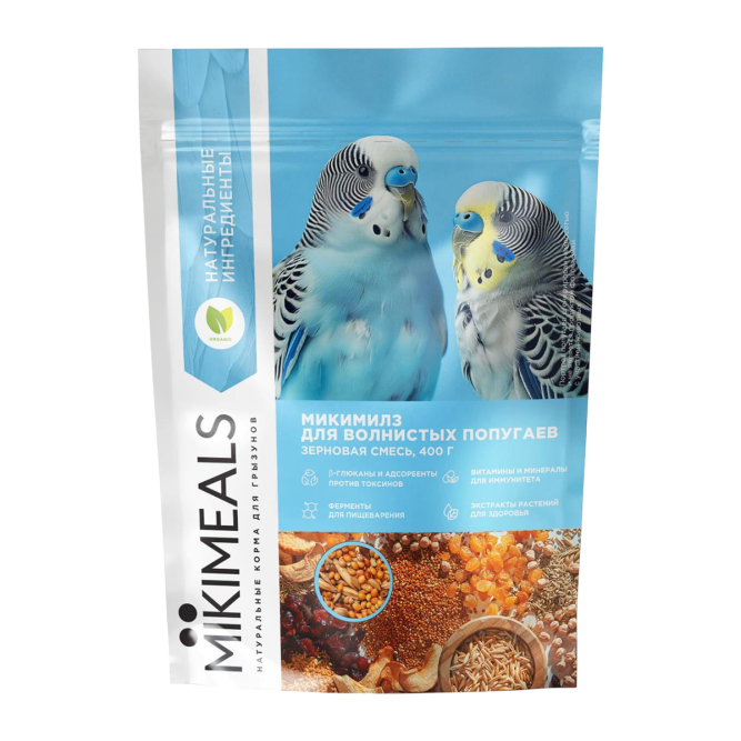 Mikimeals сухой корм для волнистых попугаев - 400 г