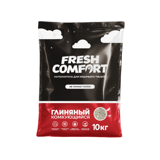 Fresh Comfort наполнитель глиняный комкующийся для кошачьего туалета - 10 кг