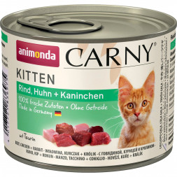 Animonda Carny Kitten влажный корм для котят с говядиной курицей и кроликом - 200 г (6 шт в уп)