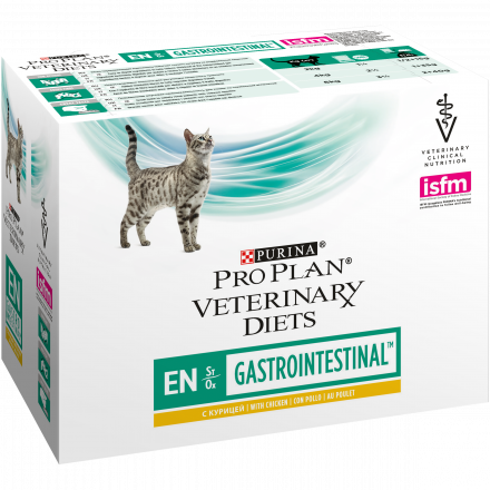 Pro Plan Veterinary diets EN St/Ox Gastrointestinal влажный корм для взрослых кошек при расстройствах пищеварения с курицей - 85 г х 10 шт