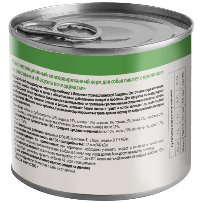 Мнямс Delicatesse "Касуэла по-мадридски" влажный корм для собак паштет из кролика с овощами, в консервах - 200 г х 12 шт