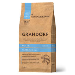 Grandorf сухой корм для взрослых собак средних и крупных пород с белой рыбой - 10 кг