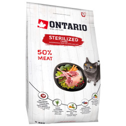Ontario Cat Sterilised Lamb сухой корм для взрослых стерилизованных кошек и кастрированных котов, с ягненком - 2 кг