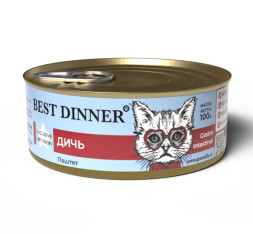 Best Dinner Exclusive консервы для кошек при проблемах пищеварения паштет с дичью - 0,100 кг