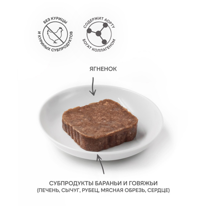 FINT влажный корм для взрослых собак мелких и средних пород с ягненком и потрошками в желе, в ламистерах - 100 г х 15 шт