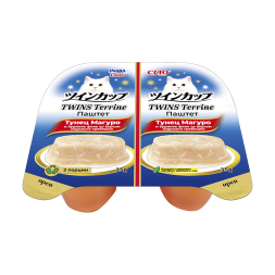 Inaba Ciao Twins Terrine влажный дополнительный корм для взрослых кошек, паштет из тунца Магуро с куриным филе со вкусом морского гребешка, в ламистерах - 70 г х 8 шт