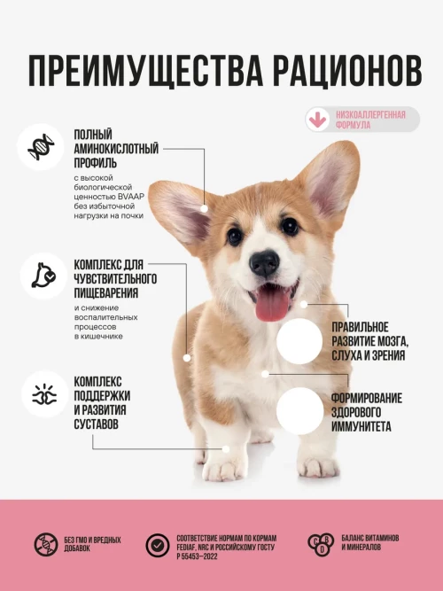 BOWL WOW сухой полнорационный корм для щенков средних пород с индейкой, ягненком, рисом и добавлением брусники - 2 кг