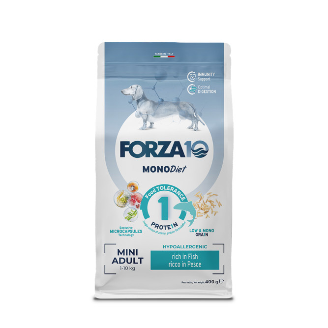Forza10 MonoDiet Adult Mini Pesce сухой корм для взрослых собак мелких пород с рыбой - 400 г