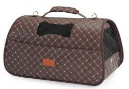 Camon сумка-переноска для кошек и собак стеганая, коричневая, 42x25x25 см