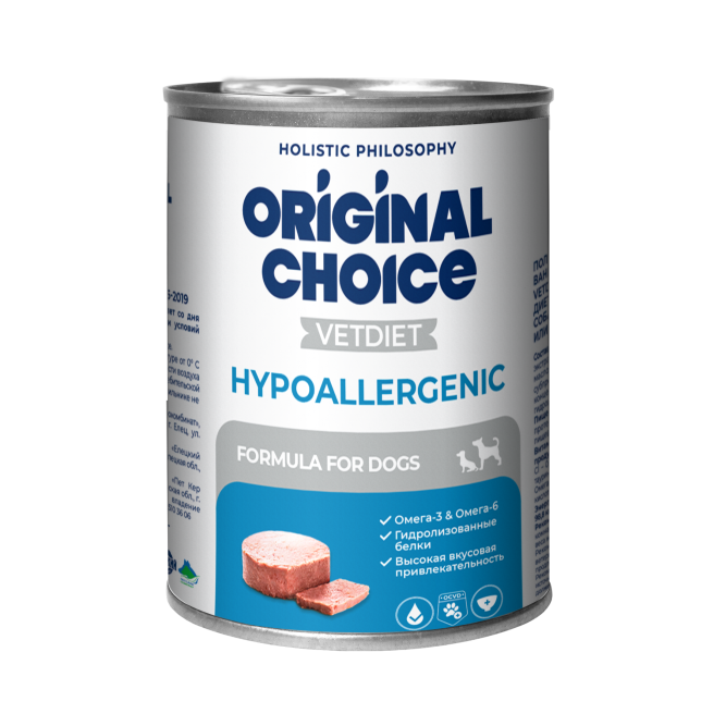 Original Choice Vetdiet Hypoallergenic влажный диетический корм для собак с пищевой аллергией или непереносимостью, в консервах - 340 г х 6 шт