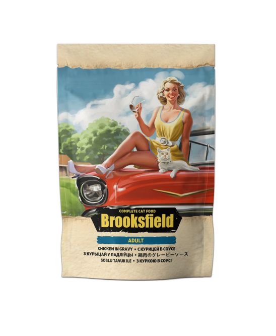 Brooksfield Adult Cat Chicken влажный корм для взрослых кошек с курицей в соусе, в паучах - 85 г х 12 шт