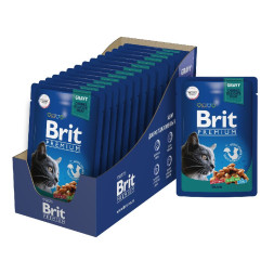 Brit Premium паучи для взрослых кошек с уткой кусочки в соусе - 85 г х 14 шт