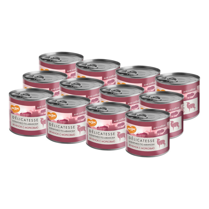 Мнямс Delicatesse "Клефтико по-афински" влажный корм для собак паштет из ягненка с морковью, в консервах - 200 г х 6 шт (+ 6 шт В ПОДАРОК)