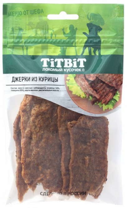 TiTBiT "Меню от Шефа" лакомство для собак джерки мясные из курицы - 70 г