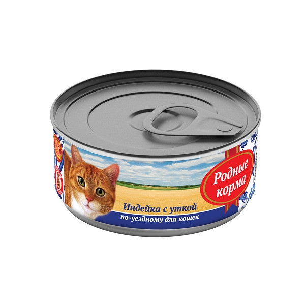 Родные корма консервы Индейка с уткой по-уездному для кошек - 100 г х 12 шт